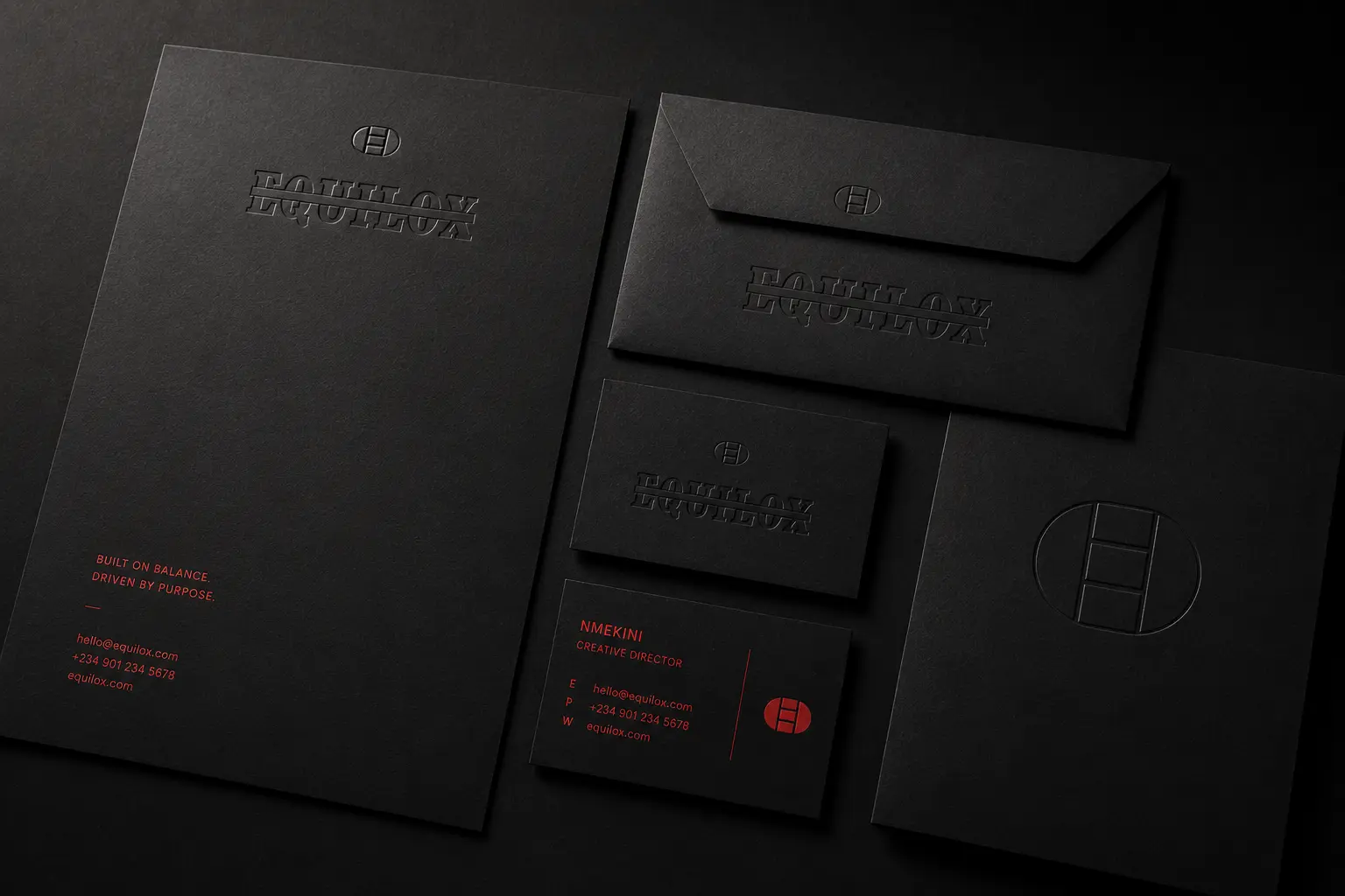 Equilox — Embossed stationery suite