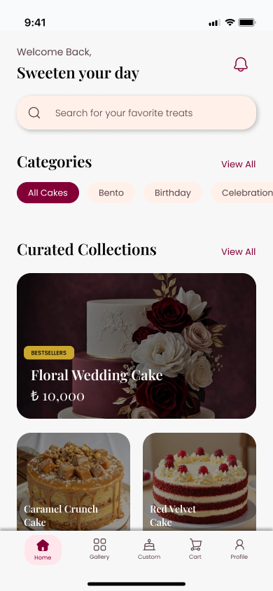 Caked by Tee — Home screen