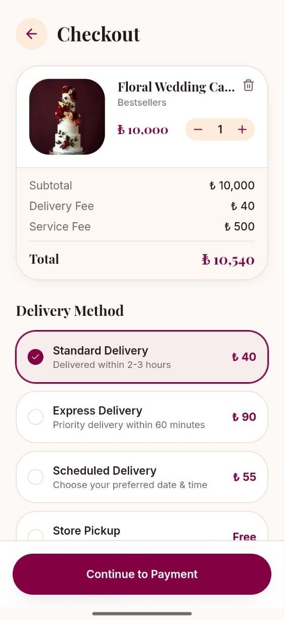 Caked by Tee — Checkout screen