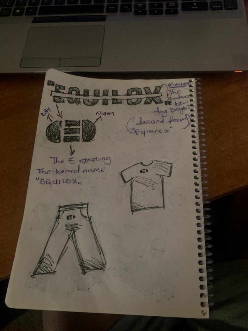 Refined sketch — chosen direction with apparel studies