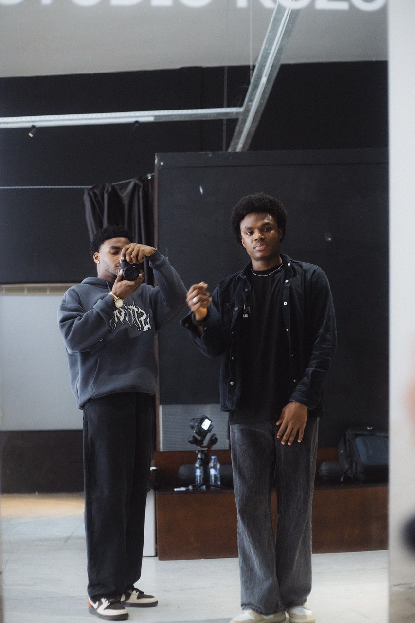 Behind the scenes on a studio shoot