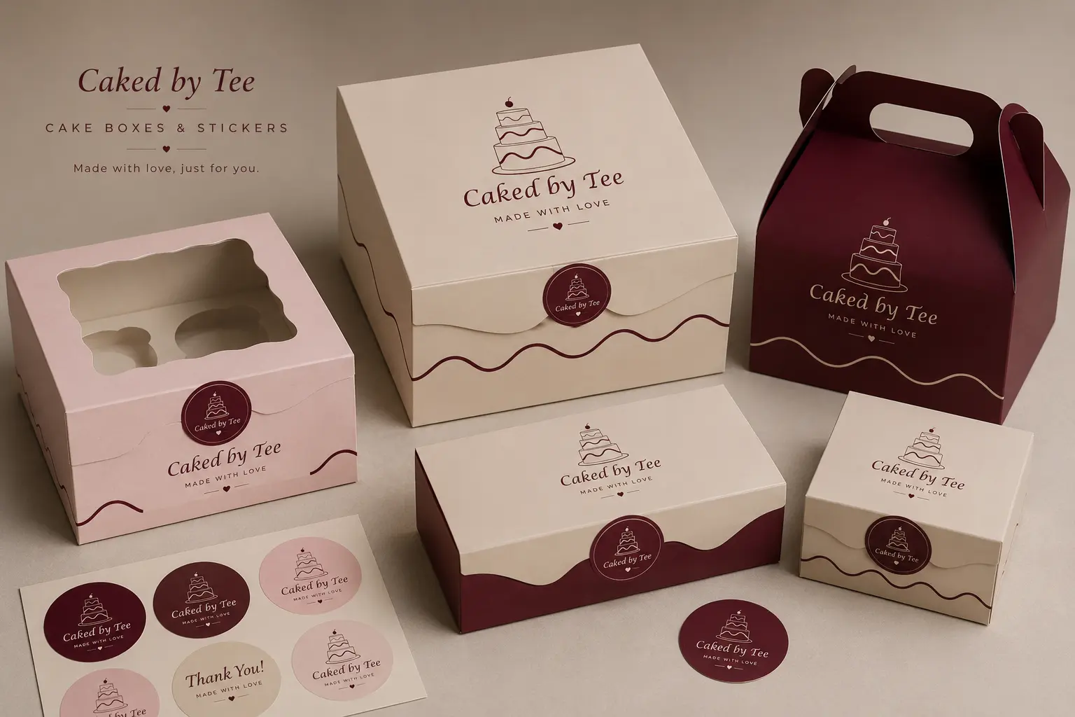 Caked by Tee — Cake Boxes & Stickers